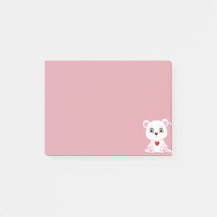 Post-it® Caricature d'ours polaire sur or Rose