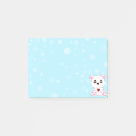 Post-it® Caricature d'ours polaire sur Sky Blue (Devant)