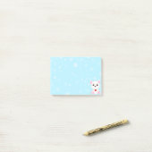 Post-it® Caricature d'ours polaire sur Sky Blue (Sur un bureau)