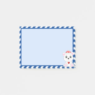 Post-it® Caricature d'ours polaire sur Sky Blue