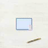 Post-it® Caricature d'ours polaire sur Sky Blue (Sur un bureau)