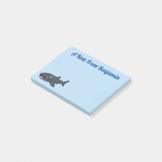 Post-it® Caricature joli requin baleine joyeux (Incliné)