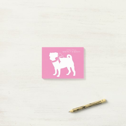 Post-it® Carlin Chien mignon (Sur un bureau)