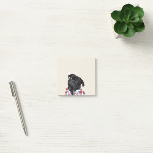 Post-it® Carlin noir mignon avec lunettes