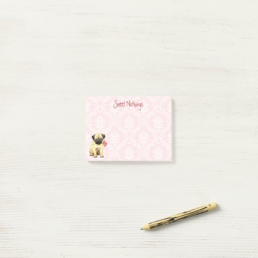 Post-it® Carlin rose de Valentine (Sur un bureau)