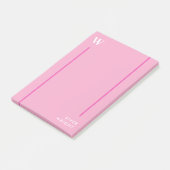 Post-it® Carnation rose & blanc Monogramme & nom (Incliné)