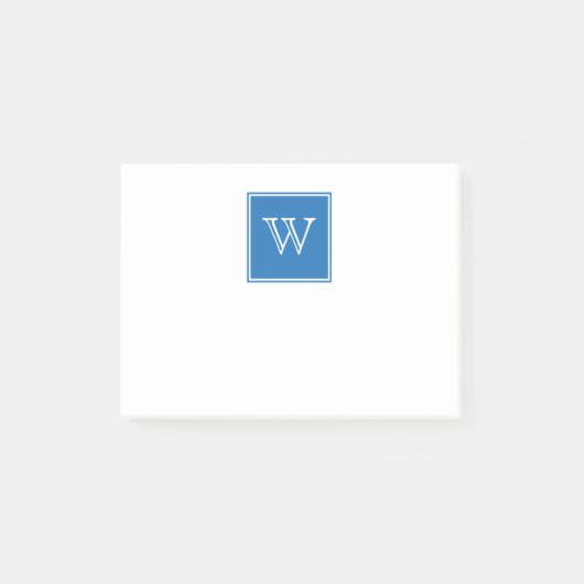 Post-it® Carré bleu Monogramme Notes collantes (Devant)