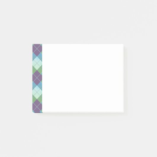Post-it® Carreaux de Style Argyle Bleu Violet et Vert (Devant)