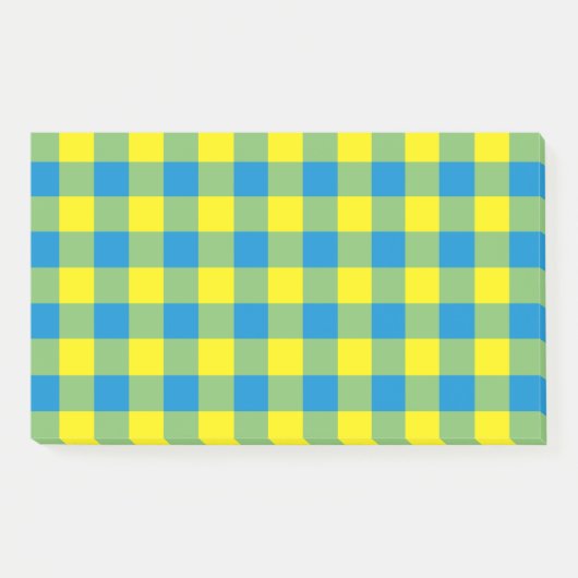 Post-it® Carreaux Vichy Bleu Jaune Vert (Devant)