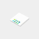 Post-it® carrés bleus et verts à l'aquarelle (Incliné)