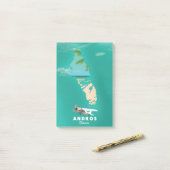 Post-it® Carte Andros Bahamas Vacances. (Sur un bureau)