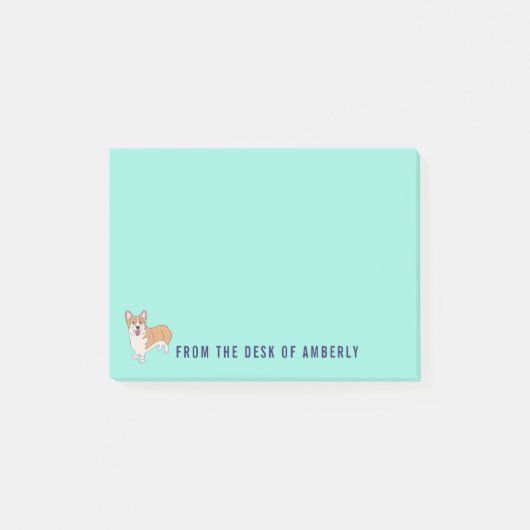 Post-it® Carte Corgi Chien vert (Devant)