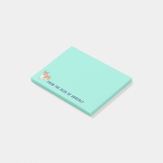 Post-it® Carte Corgi Chien vert (Incliné)