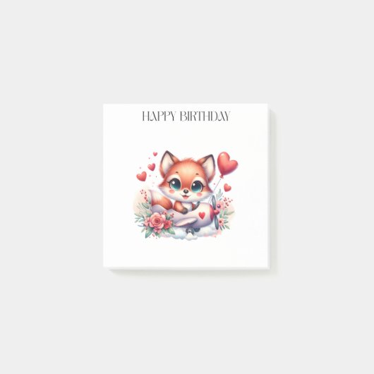 Post-it® Carte d'anniversaire Pilote Renard (Devant)