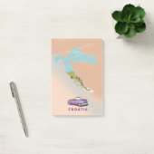Post-it® Carte de Croatie Affiche illustrée imprimée. (Bureau)