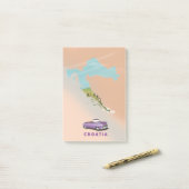 Post-it® Carte de Croatie Affiche illustrée imprimée. (Sur un bureau)