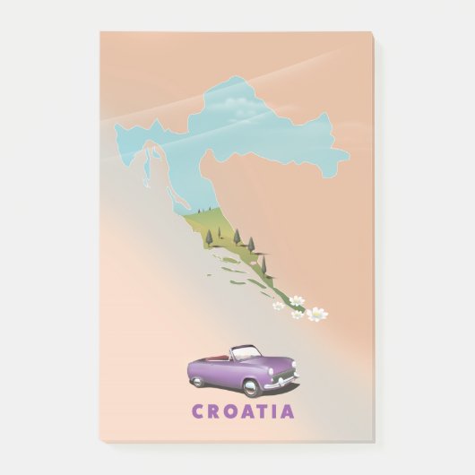 Post-it® Carte de Croatie Affiche illustrée imprimée. (Devant)