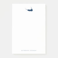 Carte de l'île de Nantucket bleu marine Monogramme
