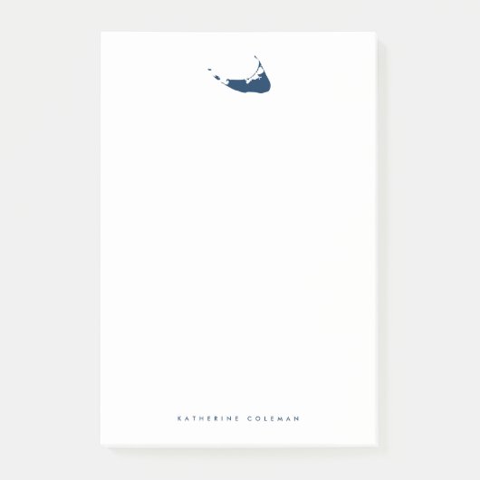 Post-it® Carte de l'île de Nantucket bleu marine Monogramme (Devant)