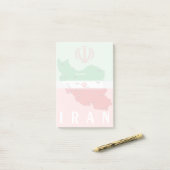 Post-it® Carte de l'Iran avec drapeau et emblème (Sur un bureau)