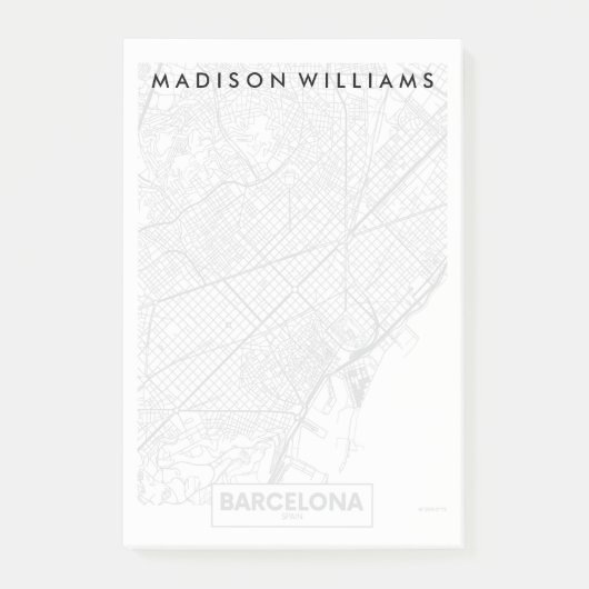 Post-it® Carte de ville de Barcelone, Espagne | (Devant)