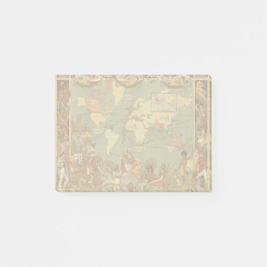 Post-it® Carte du monde Antique 1886 Illustré (Devant)