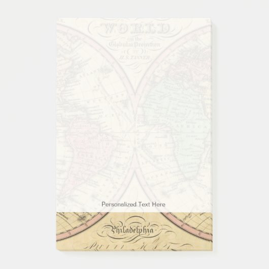 Post-it® Carte du monde sur la projection mondiale (Devant)