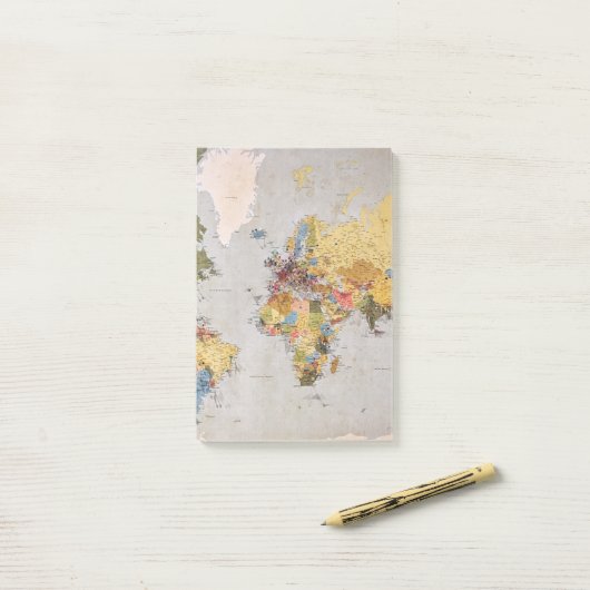 Post-it® carte mondiale (Sur un bureau)