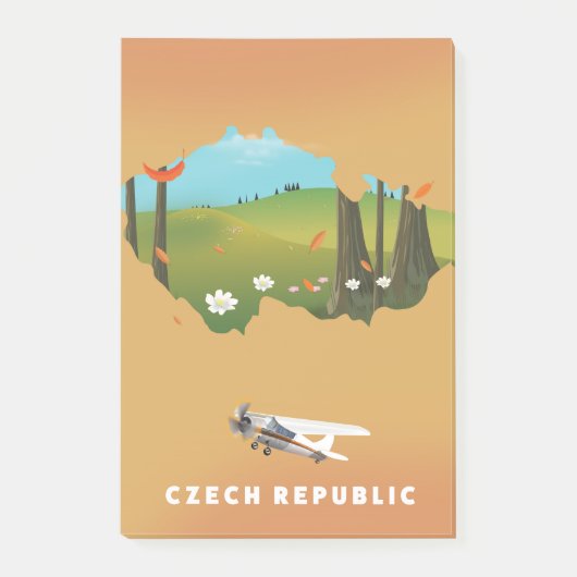 Post-it® Carte République tchèque Affiche illustrée. (Devant)