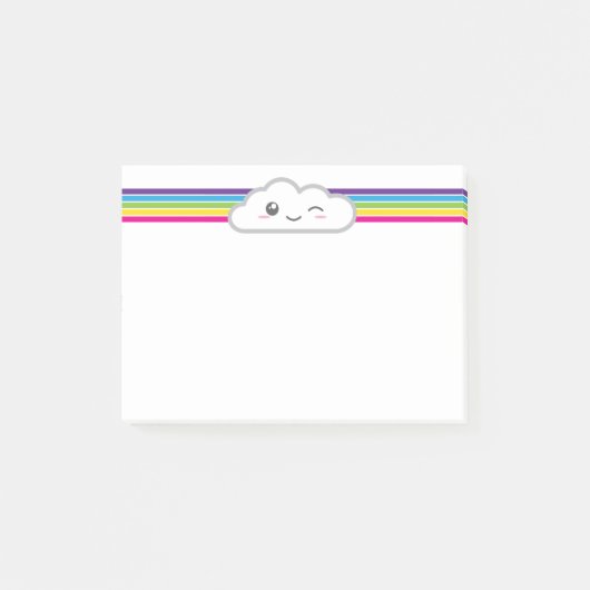 Post-it® Cartes de note de nuage et d'arc-en-ciel de Kawaii (Devant)