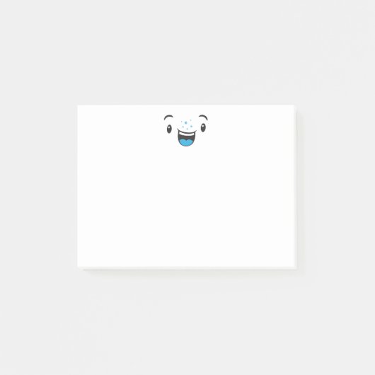 Post-it® Cartes de notes de visage Kawaii souriant bleu (Devant)