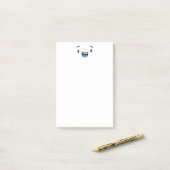 Post-it® Cartes de notes de visage Kawaii souriant bleu (Sur un bureau)