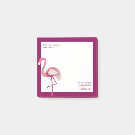 Post-it® Cartes professionnelles | Flamant rose aquarelle (Devant)