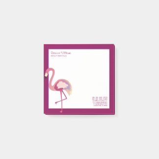 Post-it® Cartes professionnelles | Flamant rose aquarelle