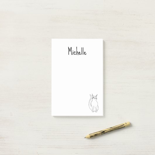 Post-it® Carton de chat mignon Winking Kitty Simple (Sur un bureau)