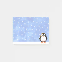 Carton de pingouin mignon Flacons de neige aquarel