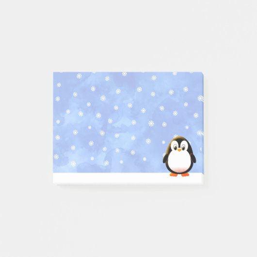 Post-it® Carton de pingouin mignon Flacons de neige aquarel (Devant)