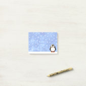 Post-it® Carton de pingouin mignon Flacons de neige aquarel (Sur un bureau)