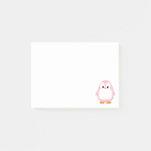 Post-it® Carton Pingouin Rose Cute Personnalisé (Devant)