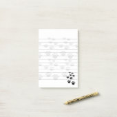 Post-it® Cartoon Noir Et Gris Pet Paw Trail (Sur un bureau)