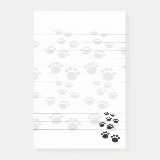 Post-it® Cartoon Noir Et Gris Pet Paw Trail (Devant)