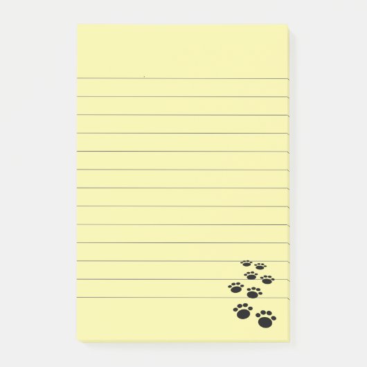 Post-it® Cartoon noir mignon animal Paw Trail bébé Bleu Lin (Devant)