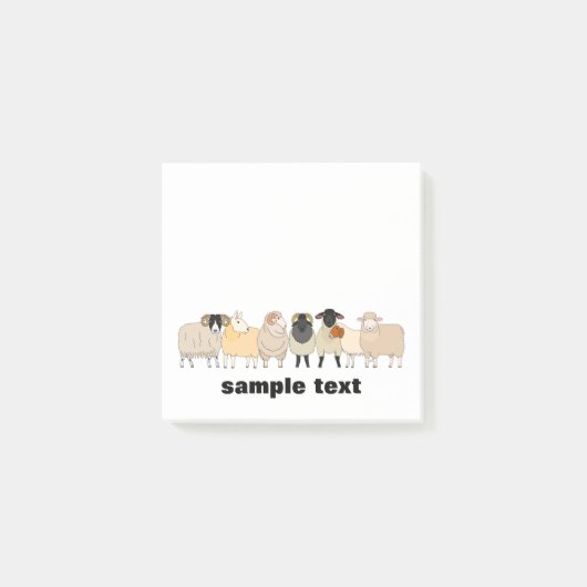 Post-it® cartoon sheep group post it. (Devant)