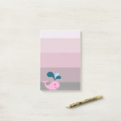 Post-it® Cartoon Whale on Stripes - Personnalisé (Sur un bureau)