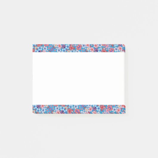 Post-it® Cascade bleue en cascade Floral Chirimen (Devant)