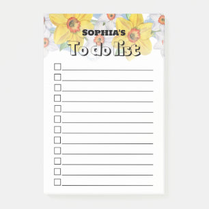 Post-it® Case à cocher Nom floral Jaune - Liste des tâches