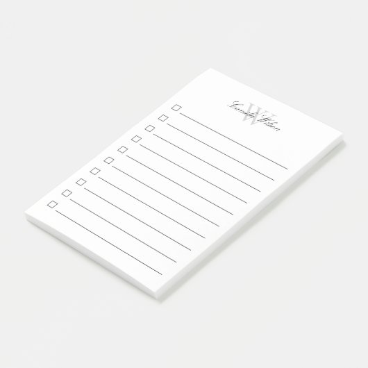 Post-it® Case à cocher Simple élégante et chic Script Monog (Incliné)