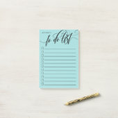Post-it® Case bleue Calligraphie tourbillonnant - Nom de la (Sur un bureau)