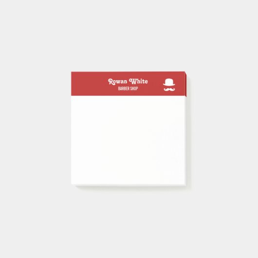 Post-it® Casquette blanc et mustache silhouette rouge (Devant)