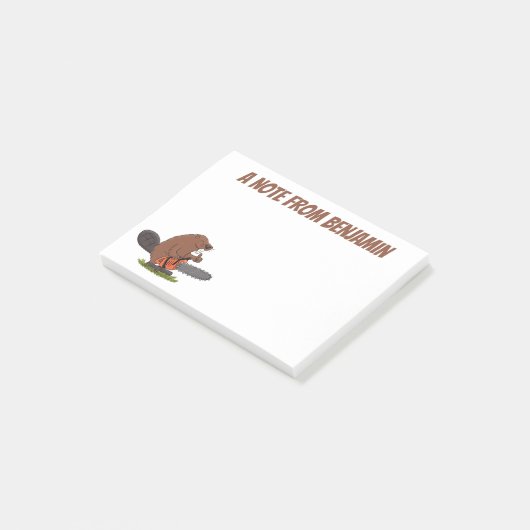 Post-it® Castor avec dessin à la tronçonneuse (Incliné)